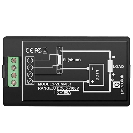 DC Battery Monitor Meter,0-100V,0-100A, Widely Applied to 12V/24V/48V RV/Car Battery, LCD Display, Digital Current Voltage Solar Power Meter (Meter+100A Shunt)