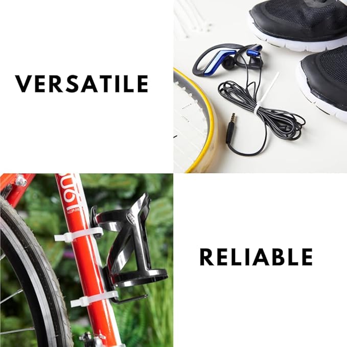 White Zip Ties 8 inch Clear (1000 Pack), 18 lbs Tensile Strength. Our narrow Self-Locking Nylon Clear White Cable Ties are easy to get in tough spots. Great Indoors and Outdoors Use by - Nirah
