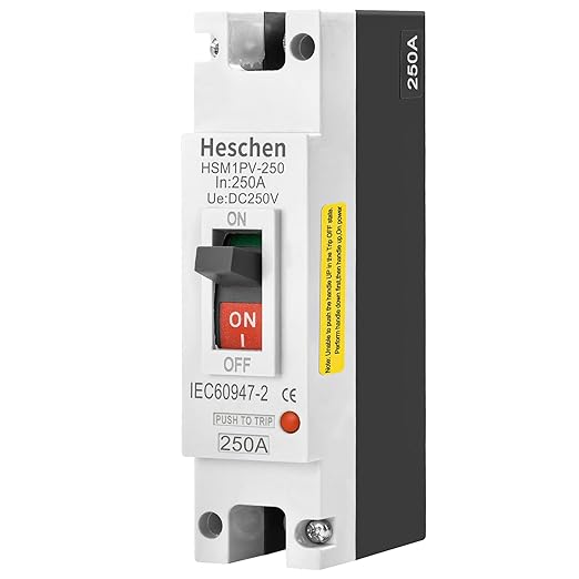 Heschen DC Molded Case Circuit Breaker MCCB, 1 Poles, DC 250V, Photovoltaic Circuit Breaker, for Solar PV System Solar Panels Grid System (250A HSM1PV-250)