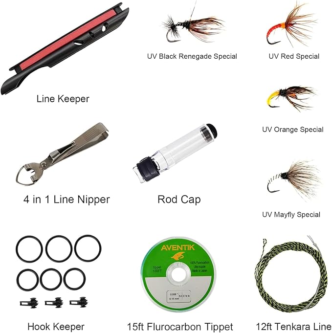Aventik FreshStart Tenkara Rod in 7ft/8ft, Complete Beginner Tenkara Rod Kit, 24T Carbon Fiber, Easy to Cast Flexible Durable Lightweight and Compact