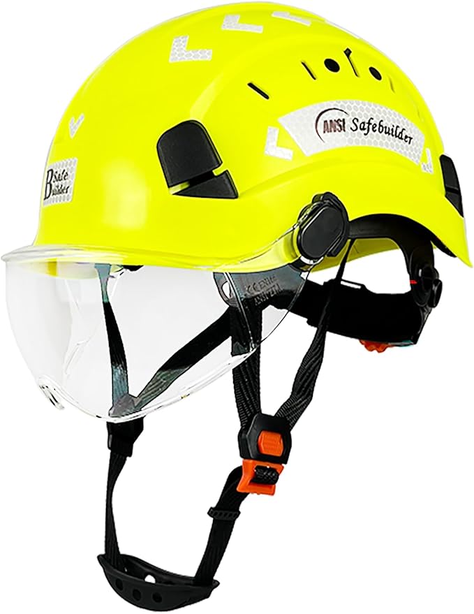 Construction Safety Helmet with Visor ABS Hard Hat Adjustable Ventilation Hardhats Industrial Work Head Protection for Men Certified ANSI/ISEA Z89.1