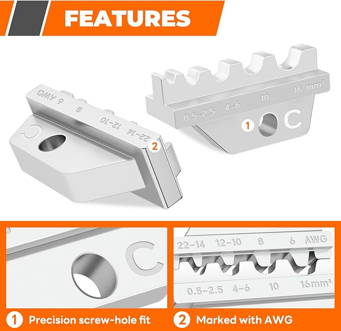 Crimping Die for Non-Insulated Terminals - 22-6 AWG