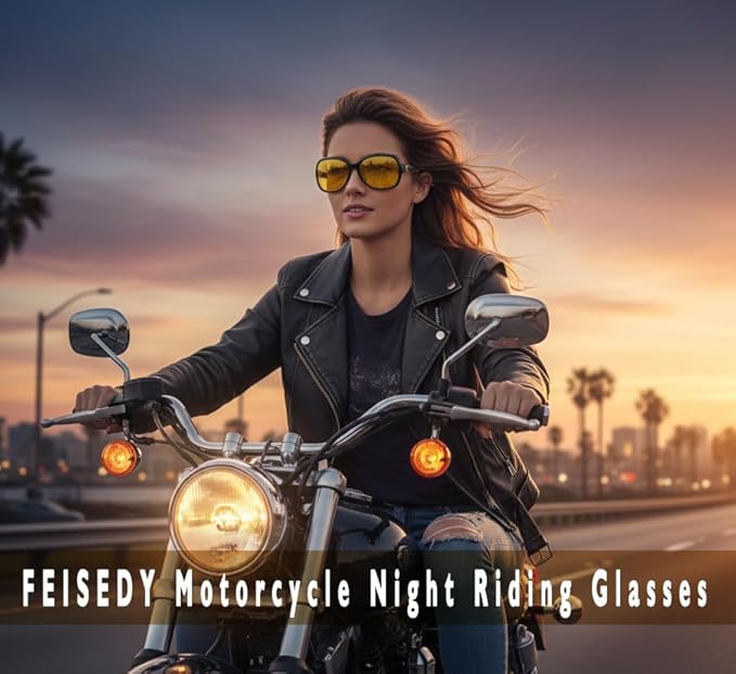 FEISEDY Classic Womens Night Glasses Driving Anti Glare Wrap Around Yellow Sunglasses B2548