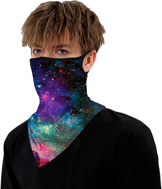 YAYOUREL Neck Gaiter Face Mask Bandanas for Men Women UV Face Scarf Cover Ear Loop Hole Facemask for Fishing Running Cycling