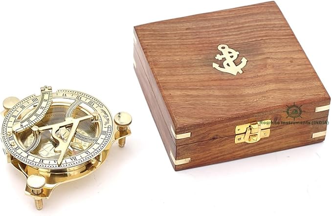 Compass Gift for Mom/Dad, Antique Nautical Directional Magnetic Sundial Pocket Compass Gifts for Women/Men with Leather Case or Wooden Box, Baptism 2026 Communion Christian Luxury Gift, Anniversary
