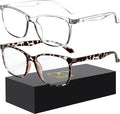 Blue-Light Blocking Glasses Computer Reading/Gaming/TV/Phones Glasses Fashion Anti Eyestrain Glasses for Women Men（B2 Douhua + Transparent）