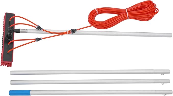 Outdoor Window Cleaning Pole Kit Washing Equipment with 4×3.28ft Poles & 180 Degree Brush Head Window Washing Equipment Solar Panel Cleaning Kit for Cleaning High Windows, Photovoltaic Solar Panels