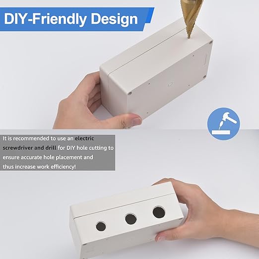 Plastic Junction Box, Nineleaf IP67 Plastic Electrical Project Case, Waterproof PVC Junction Box, Surface Mount Electrical Enclosure with Cover, 6.1x3.5x2.3Inch(157X88.5X60mm), White, 1 Pack