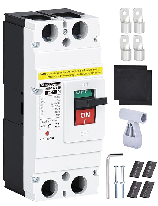 DIHOOL Heavy Duty Battery Disconnect Switch, 300 Amp DC Circuit Breaker for Main Power Station Solar System, UPS