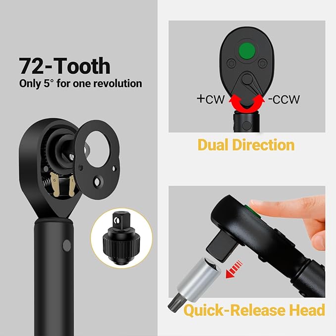 1/4" Click Torque Wrench Set, 32-Piece Portable Bicycle Maintenance Tool Kit, 2-20 Nm ±3% Precision, S2 Torx & Hex Bits, Torque Wrench for Road/Mountain Bike (MTB) & Cycling Repair