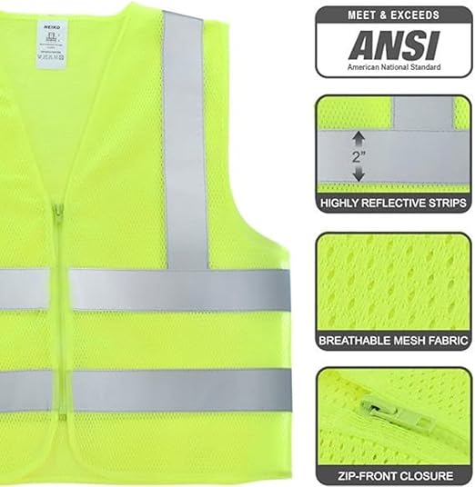 Neiko High Visibility Safety Vest ANSI Class 2, No Pocket, Neon Yellow, XX-Large (2XL)