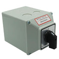KEYMOO 63A Rotary Changeover Selector Switch with Exterior Box, 2-Way 3NO 3NC, 660V 3 Position 3 Phase 12 Terminals Universal Selector Switch for Solar and Grid Power Switching