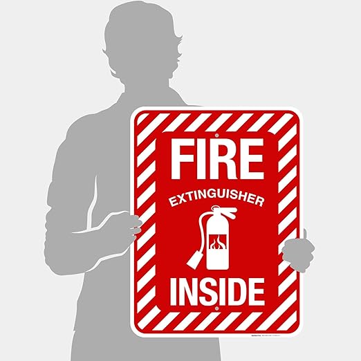 Fire Extinguisher Inside Sign, Fire Safety Sign, 18x24 Inches, 55 mil Thick HDPS (high Density polystyrene), Made in USA