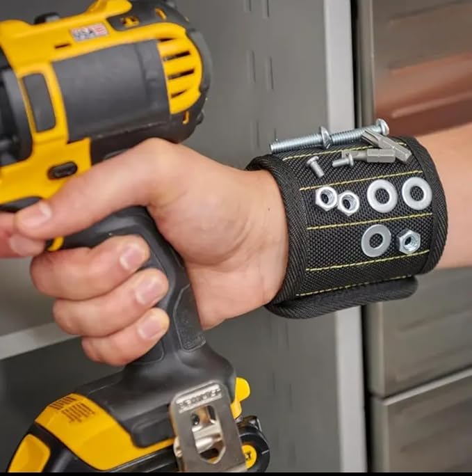 Magnetic Wristband Hardware and Tool Holder: Handy for Holding screws, nails, small parts and tools with an adjustable wristband Ideal for DIY projects, construction and various other tasks