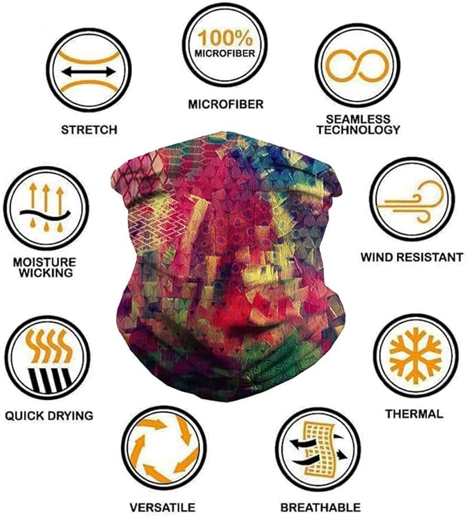 9Pcs Headwear Neck Gaiter for Women Balaclava Tube UV Face Mask Headband Men Ski Cooling Warm Bandanas Wrap Pack