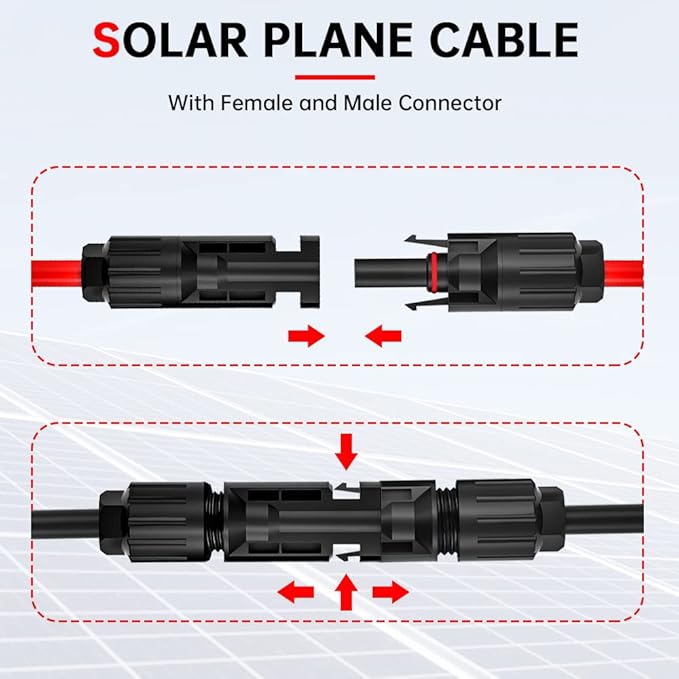ELECTOP 10AWG Solar Panel Connector Cable, Solar Connecter to O Ring Solar Panel Adaptor Cable with Male and Female Connector for Solar Generator Inverter Battery Pack Charger