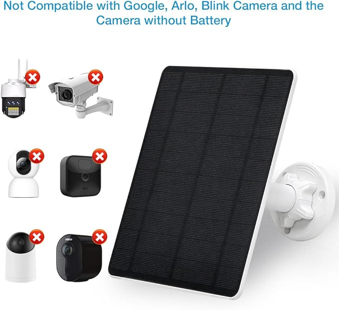 Solar Panel for Security Camera,5W USB Solar Panel for Cameras DC 5V,Camera Solar Panel Charger Micro USB & USB-C & DC,IP65 Waterproof Solar Panels with 9.8ft Cable,Adjustable Security Mount(2 Pack)