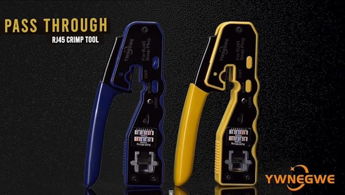 RJ45 Crimp Tool Kit Pass Through Ethernet Crimper for Cat5e Cat6 Cat6a 8P8C Modular Plugs,Cat6 Crimping Tool with 20 Connectors,20 Covers,1 Mini Stripper,100 Cable Zip Ties,1 Cable Tester, 2 Blades