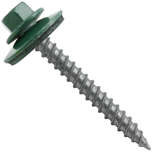 Metal ROOFING SCREWS: (250)12 x 2" IVY GREEN Hex ReGrip Sheet Metal Roof Screw. Sharp Point metal to wood siding screws. 5/8" EPDM washer.