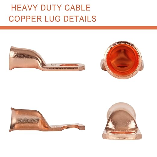 2 AWG Pure Copper Ring Terminal Kit (62 Pcs) - 30 Battery Lugs (1/4", 5/16", 3/8", 1/2") with 32 Heat Shrink Tubes for 2 Gauge Wire in Automotive, Solar, Inverter, Marine, RV Applications