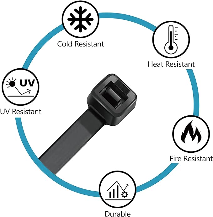 Zip Ties 8 inch with 40 lb Tensile Strength, Black Cable ties, 1000 Pack, ANOSON