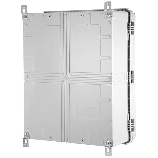 Waterproof Electrical Junction Box IP67 ABS Plastic Enclosure with Hinged Cover with Mounting Plate, Wall Brackets (Grey Cover, 20"×16.1"×7.9")