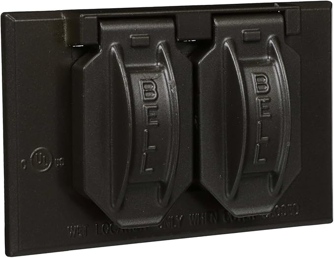 Hubbell-Raco 5180-2 2-Hole Weatherproof Device Cover, 4-9/16 in L X 2-13/16 in W X 1 in T, Bronze