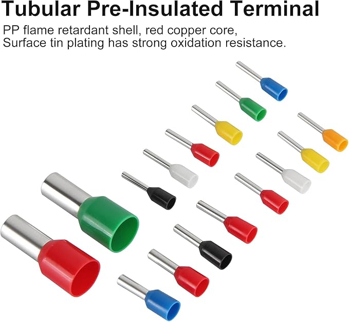2120pcs Wire Ferrules Terminals Kit, Ferrule Crimping KitSelf-adjustable Ratchet Tool Set for AWG 23-7 Cable connectors for DIY Electrical Motorcycle Vehicle Boat (HSC8 6-4A + 2120)
