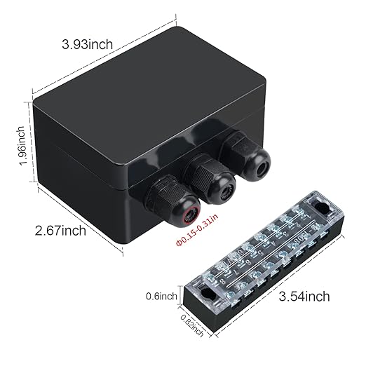 ABS IP67 Waterproof Dustproof Electrical Junction Box, with 15A 600V Barrier Terminal Cable Connector, 3IN/3Out Power Junction Box（3.93 * 2.67 * 1.96in）