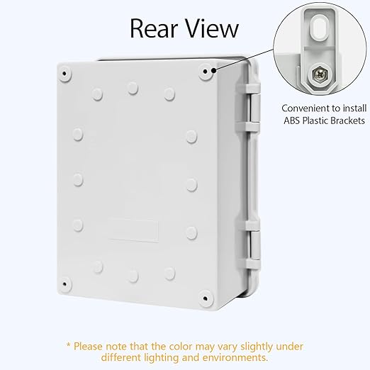 Junction Box ABS Plastic IP65 Waterproof Dustproof Universal Electrical Enclosure, Hinged Shell Outdoor and Indoor Usage Project Box, 8.7"x 6.7" x 4.3"(220x170x110mm), Grey