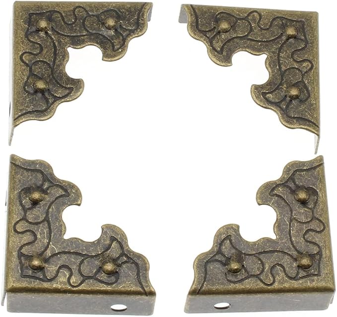 Vintage Corner Protectors 24 Pcs Antique Bronze Triangle Metal Edge Guards for Wooden Jewelry Gift Boxes with Mounting Screws