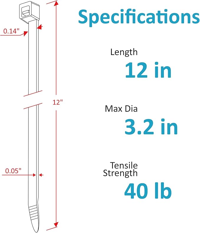 Zip Ties 12 inch, Black Zip Ties 5000 pack, 40lb, Cable Ties, Self-locking Wire ties for indoor and outdoor use, by Tantti