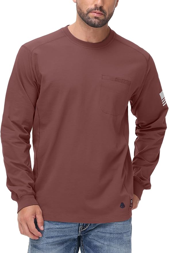 FR Shirts for Men 5.5OZ Lightweight Stretch Patriot Baseball T-Shirt Work Shirt