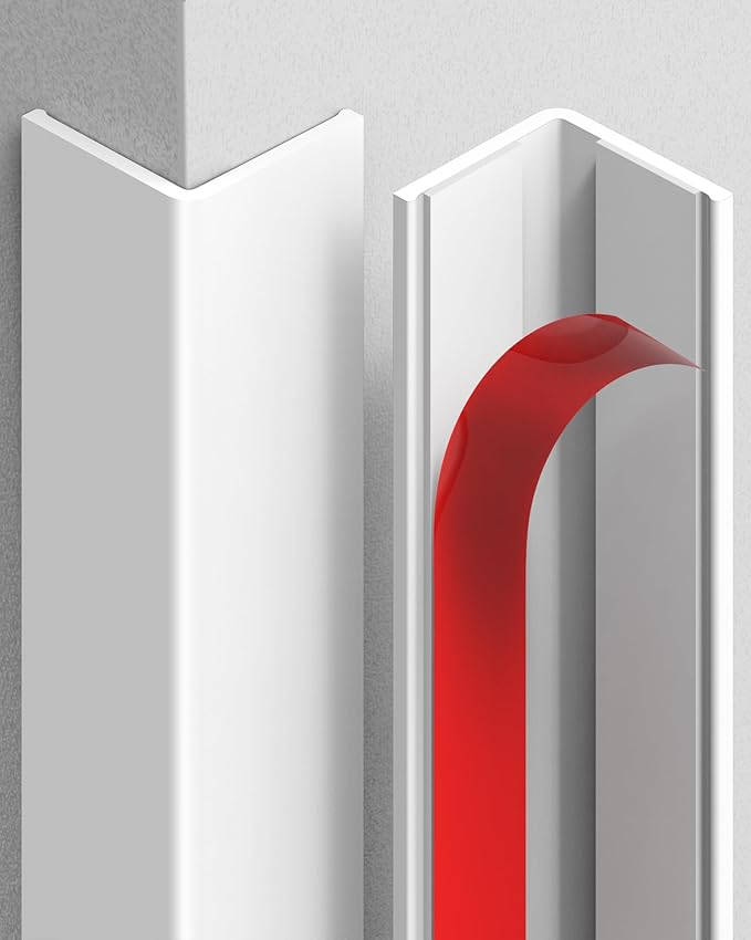 ‎Frychee Wall Corner Protector, Walls Edge Protector，Self-Adhesive Wall Corner Guards,PVC Double Side Edge Protector， Furniture Stairs Guard (6, 2.5x90cm/0.98x35.4in)