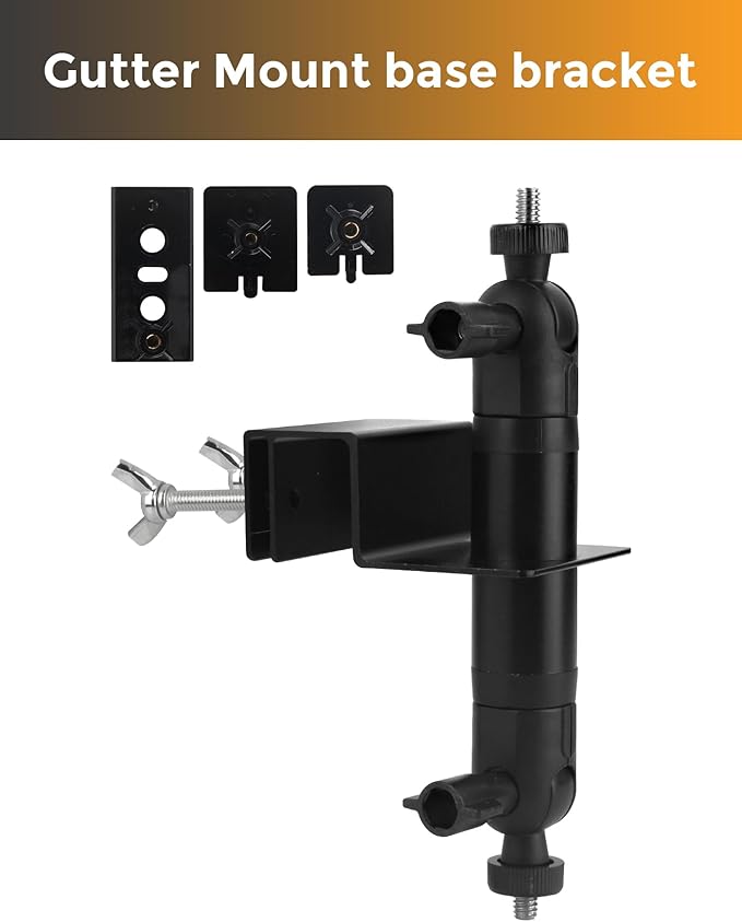 2-in-1 Gutter Mount for Battery Video Cameras & Solar Panels – Adjustable 360° Rotation, 90° Tilt, No-Drill Outdoor Mount for Stick Up Cam, Spotlight Cam, Solar Panel, 1 Pack