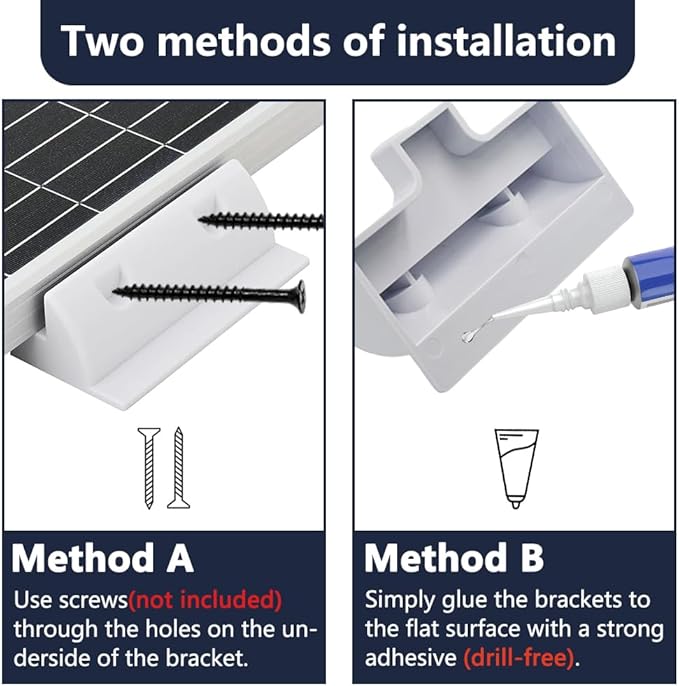 Solar Panel Mounting Brackets, PC Corner Bracket Solar Panel Roof Drill-Free Mount for RV, Boats (2pcs-Side mounting Bracket)