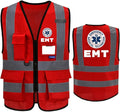 Reflective Security Safety Vests Heavy Duty with 7 Pockets and Front Zipper