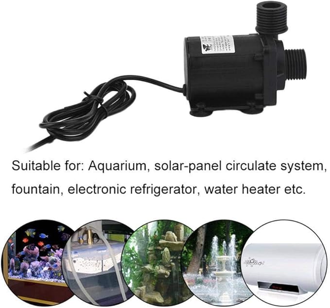ZAOJIAO DC 12V Brushless Water Pump 1/2'' Male Thread Centrifugal Submersible Pump 800L/H 210GPH 4M/13ft for Fountain Solar Panel Pond Aquarium Water Circulation System Black