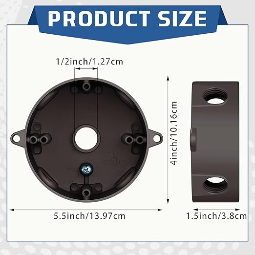 Juexica 4 Pcs 4 Inch Round Electrical Box 1/2 Inch 5 Holes Weatherproof Outlet Junction Ceiling Fan Box for Outdoor Lighting Systems, UL Listed(Bronze)