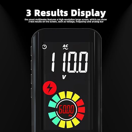 BSIDE Rechargeable Digital Multimeter Color LCD 3 Results Display 6000 Counts Auto-Ranging Pocket Voltmeter Cap Duty Cycle Live Check Voltage Tester