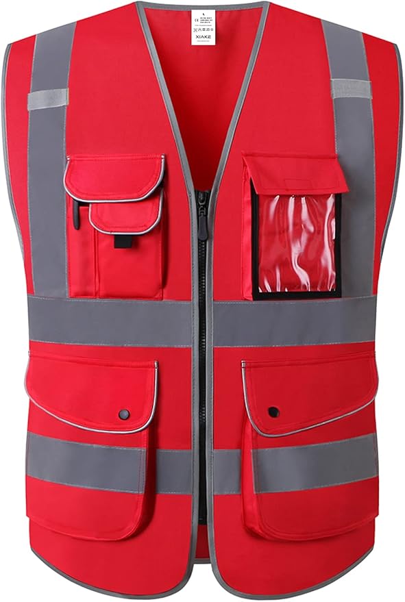 XIAKE 9 Pockets Class 2 High Visibility Reflective Safety Vest for Men Women,Meets ANSI/ISEA Standard