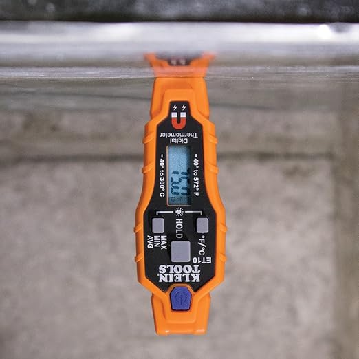 Klein Tools ET10 Magnetic Digital Pocket Thermometer, HVAC Instant Read Thermometer with Backlit Display, Wide Measurement Range, Fahrenheit and Celsius