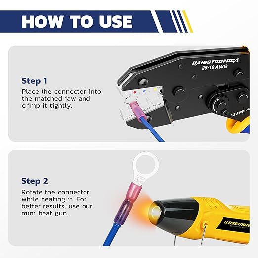 haisstronica 320PCS Heat Shrink Wire Connectors Set, 22-10AWG Marine Grade Heat Shrink Electrical Connectors with 9" Crimping Tool and Organizer (3Color/15Size)