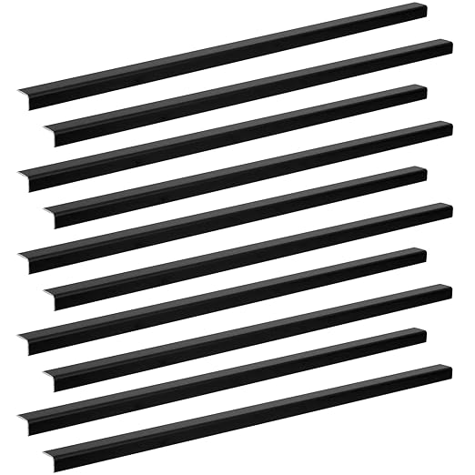 LC LICTOP Aluminum Angle Stock, Metal Corner Guards, Peel and Stick L Shaped Wall Door Frame, Cabinet Protectors Edge Trim Molding, 13.9in L x 0.4in-0.6in W x 0.07in T, 4Pcs Black