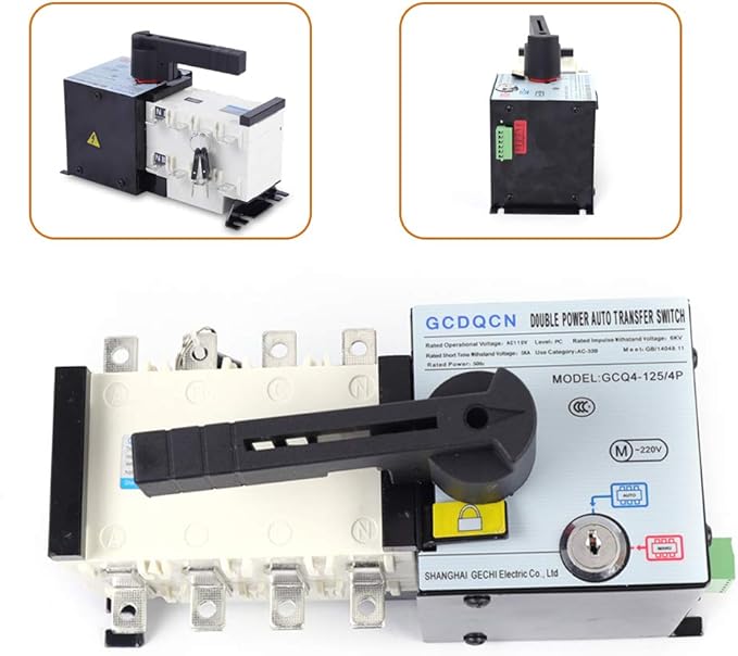 4P 100A Automatic Changeover Switch Rated 110/230V Dual Power Automatic Transfer Switch for Lighting Circuit, Insulation Transfer Switch Power Switch for Office Buildings, Shopping Malls, Banks