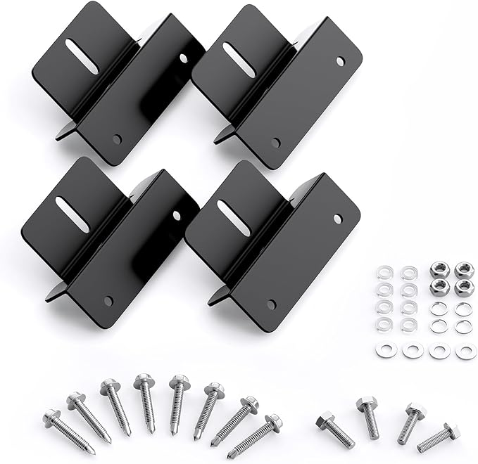 Solar Panel Mounting Z Brackets, Lightweight Aluminum Corrosion-Free Mounting Brackets, for RVs, Trailers, Boats, Yachts, Wall and Other Off Gird Roof Installation, 1 Set of 4 Units, Black