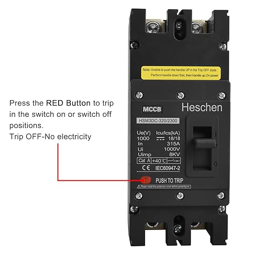 Heschen DC Molded Case Circuit Breaker MCCB, 2 Poles, DC1000V Photovoltaic Circuit Breaker, for Solar PV System Solar Panels Grid System (315A HSM3DC-320)