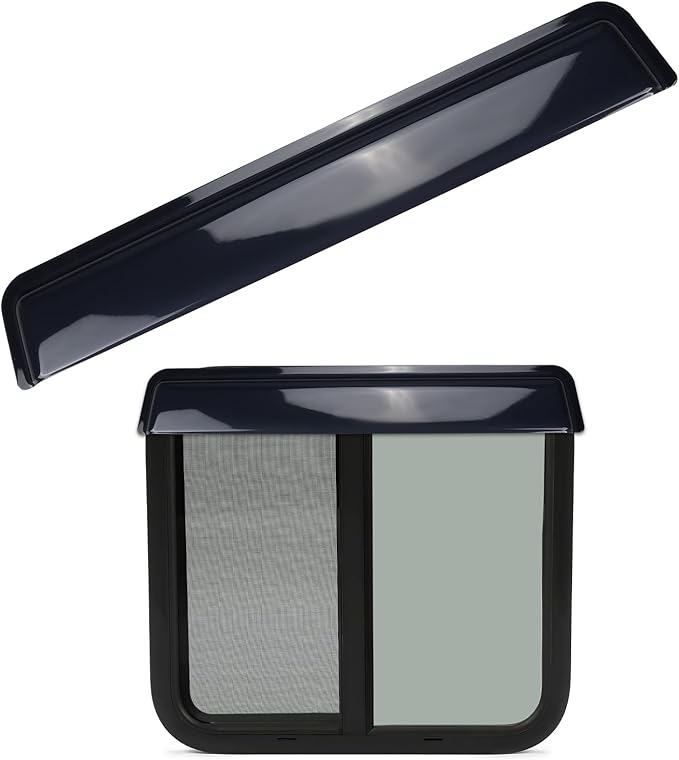 RV Window Visor Deflector, Rain Guard Extra Durable Sun Wind Air Side Vent Deflector Fits for 18-24inch Wide Window