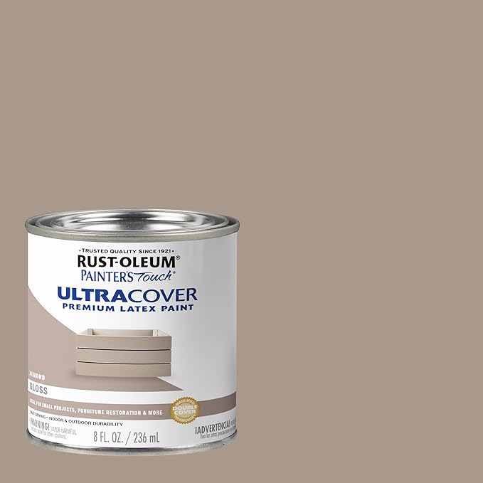 Rust-Oleum 1994730 Brush Painter's Touch Ultra-Cover Multi-Purpose Enamel Paint, 1/2 Pt Can, Gloss Almond 8 Fl Oz (Pack of 1)