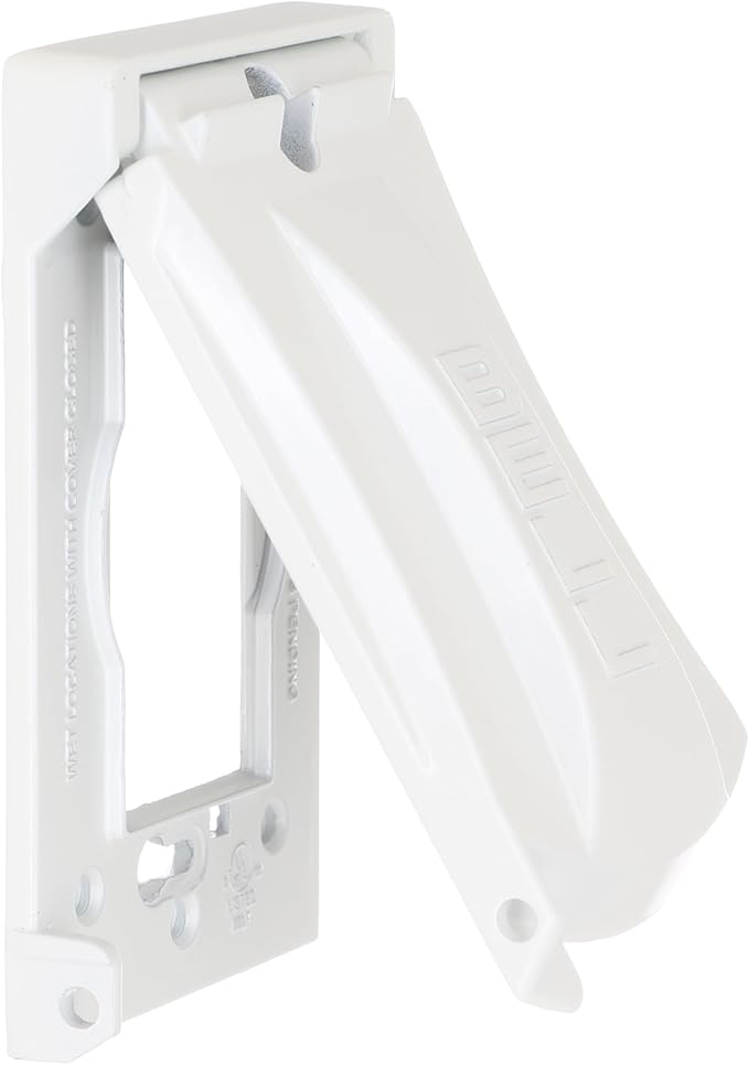 Hubbell-Bell MX1050W 1-Gang Weatherproof Universal Metal Flip Cover, Vertical/Horizontal 12-in-1, White